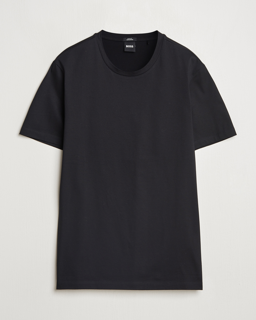 Men | T-Shirts | BOSS BLACK | Tessler Mercerized Crew Neck T-Shirt Black