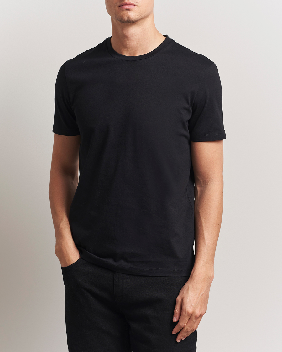 Men | T-Shirts | BOSS BLACK | Tessler Mercerized Crew Neck T-Shirt Black