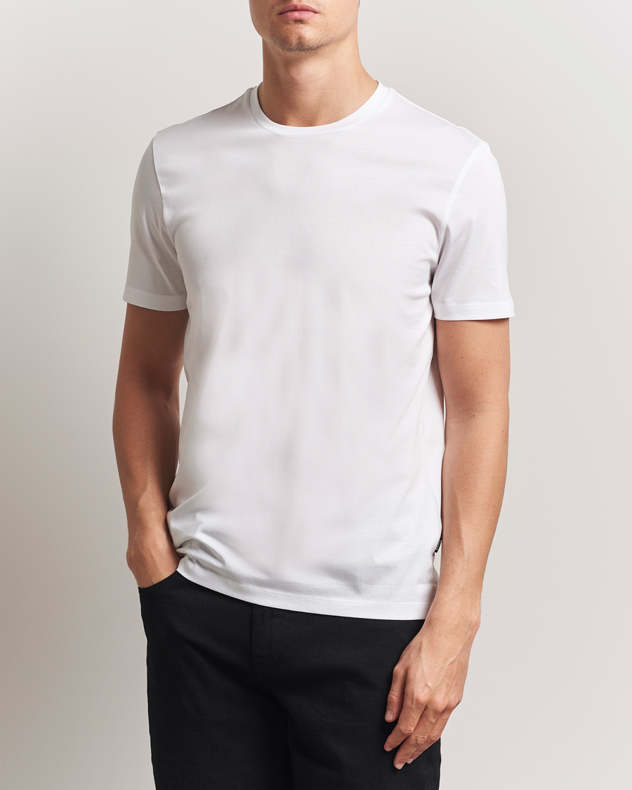 Men | T-Shirts | BOSS BLACK | Tessler Mercerized Crew Neck T-Shirt White