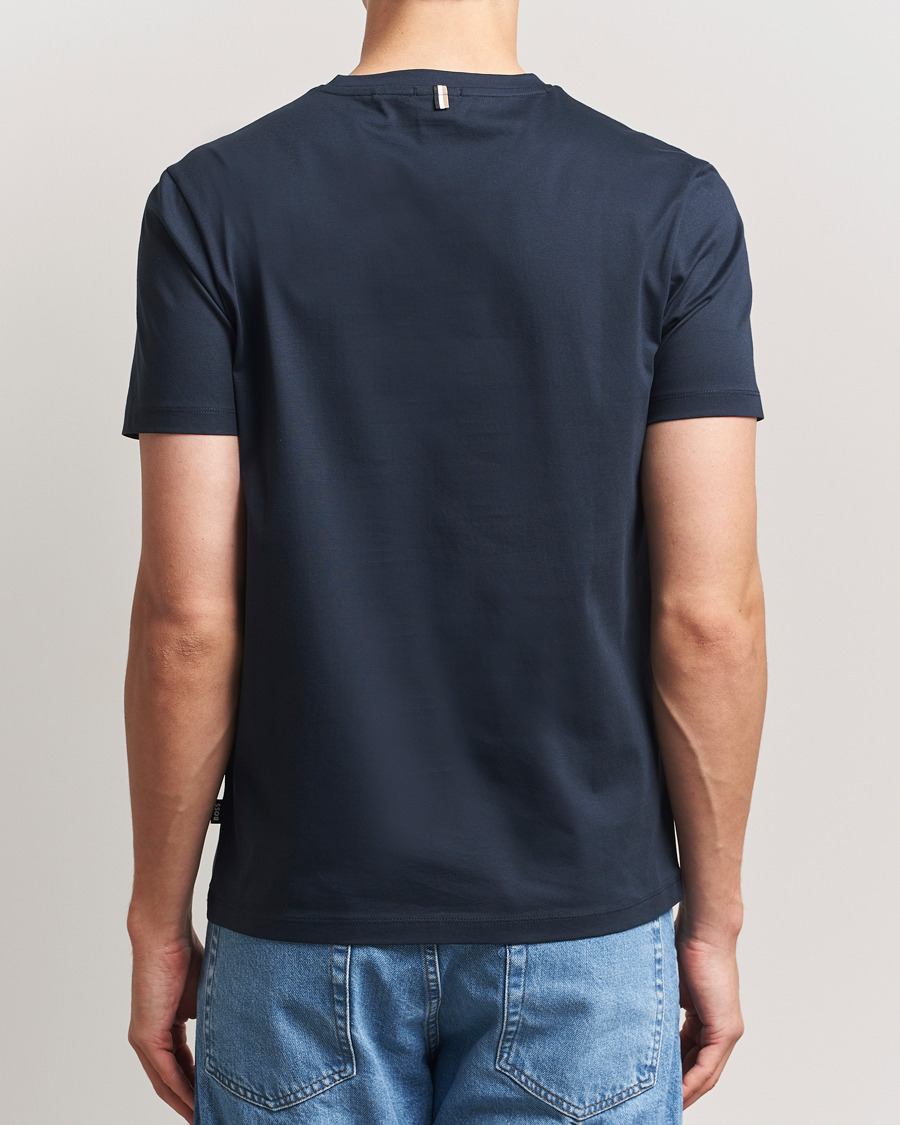 Men | T-Shirts | BOSS BLACK | Tessler Mercerized Crew Neck T-Shirt Dark Blue