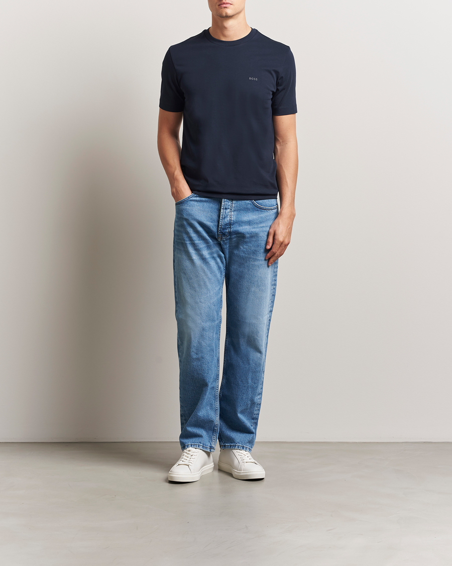 Men | T-Shirts | BOSS BLACK | Thompson Crew Neck T-Shirt Dark Blue