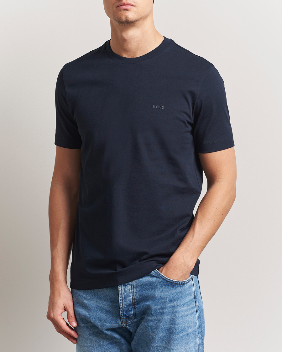 Men | T-Shirts | BOSS BLACK | Thompson Crew Neck T-Shirt Dark Blue