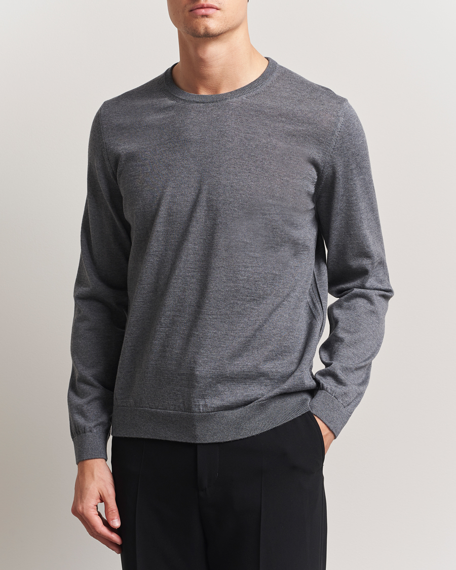 Men | Sweaters & Knitwear | BOSS BLACK | Leno Wool Crew Neck Pullover Medium Grey