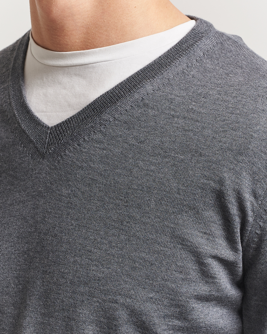 Men | Sweaters & Knitwear | BOSS BLACK | Melba Wool V-Neck Pullover Medium Grey