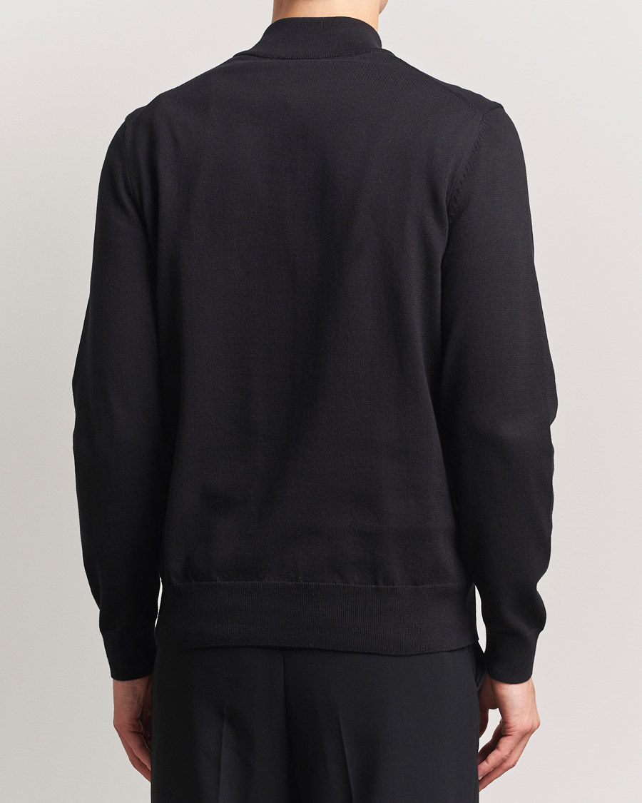 Men | Sweaters & Knitwear | BOSS BLACK | Padro Cotton Knitted Half Zip Black