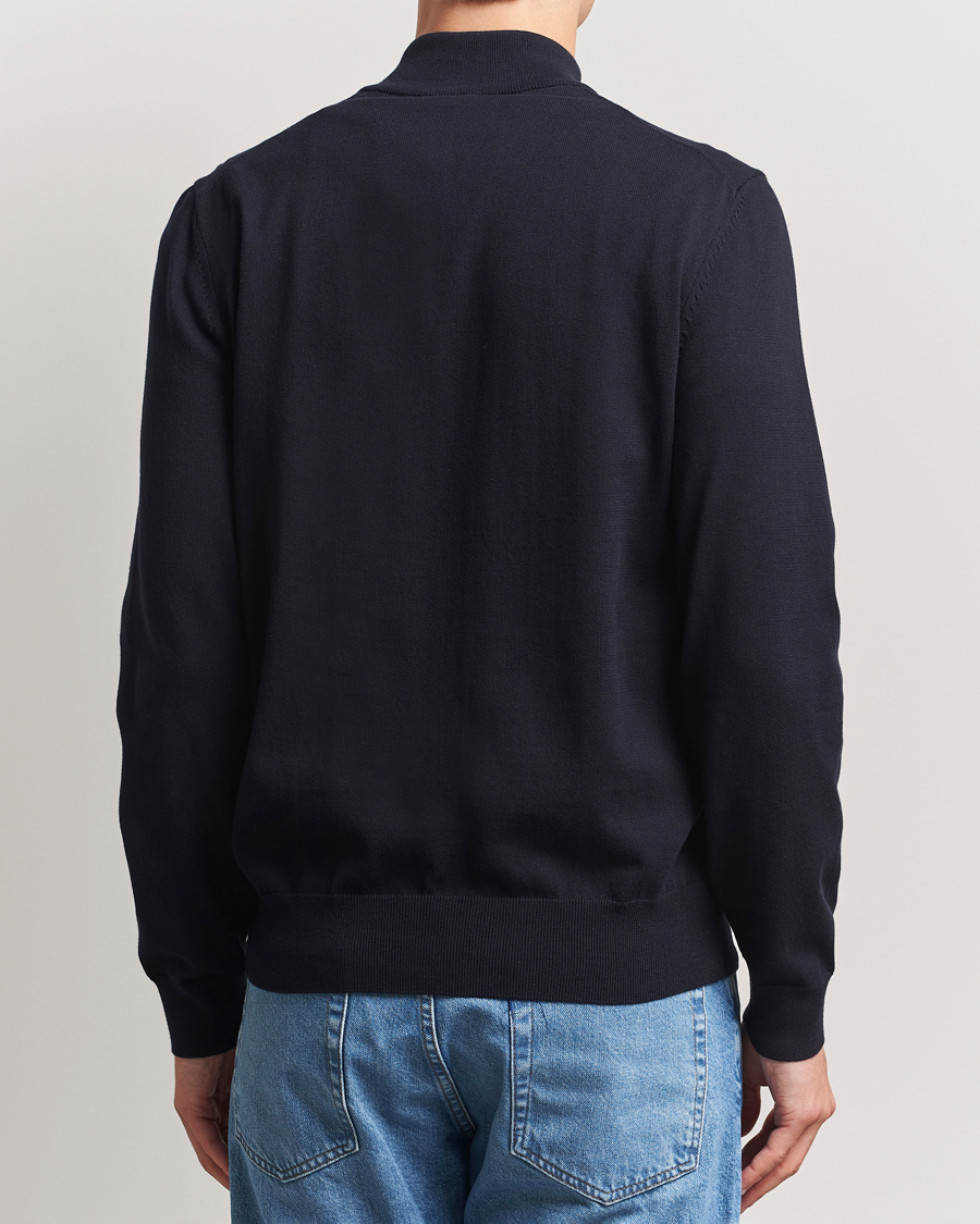 Men | Sweaters & Knitwear | BOSS BLACK | Padro Cotton Knitted Half Zip Dark Blue
