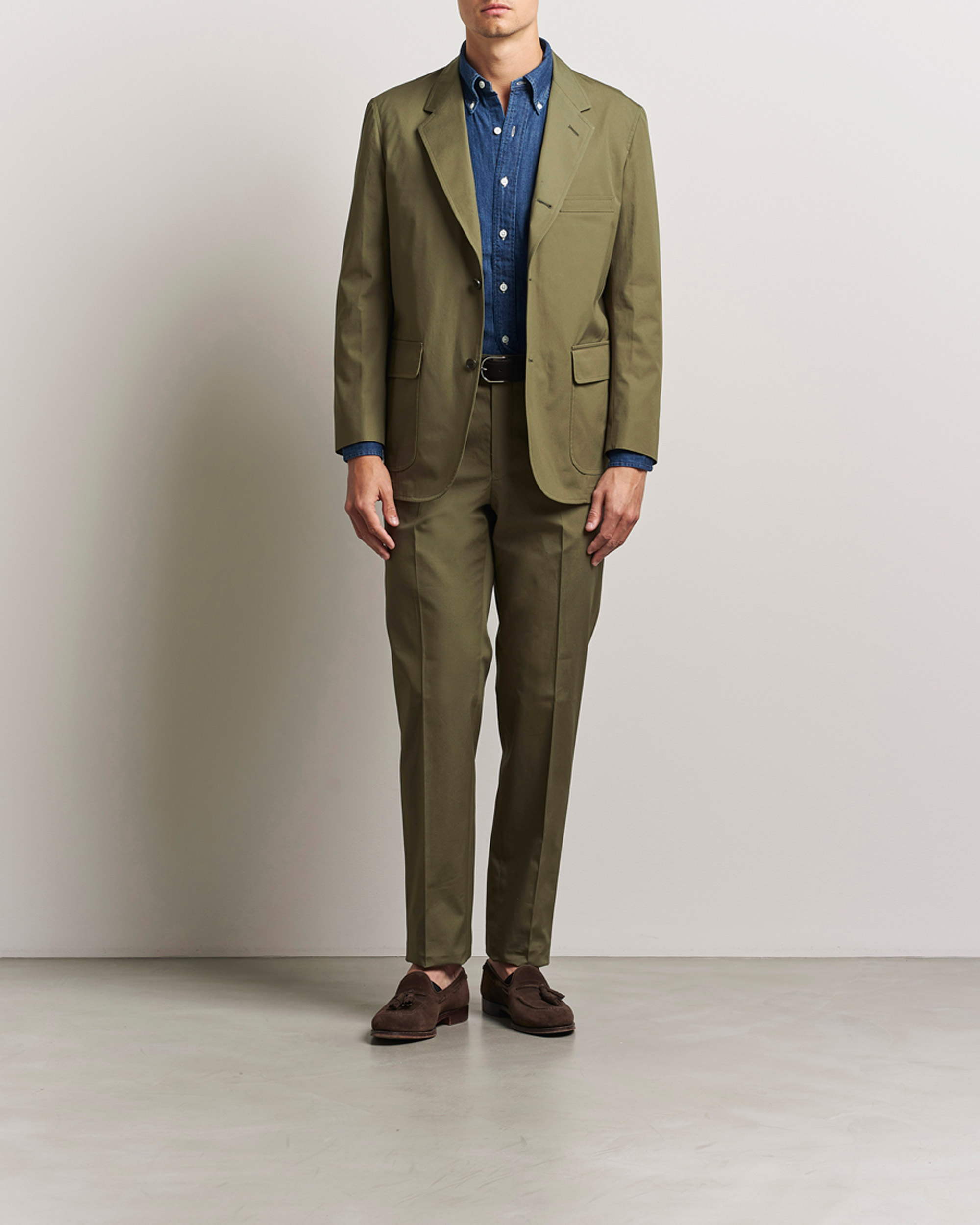 Kamakura Shirts Cotton Ivy Trousers Olive at CareOfCarl.com