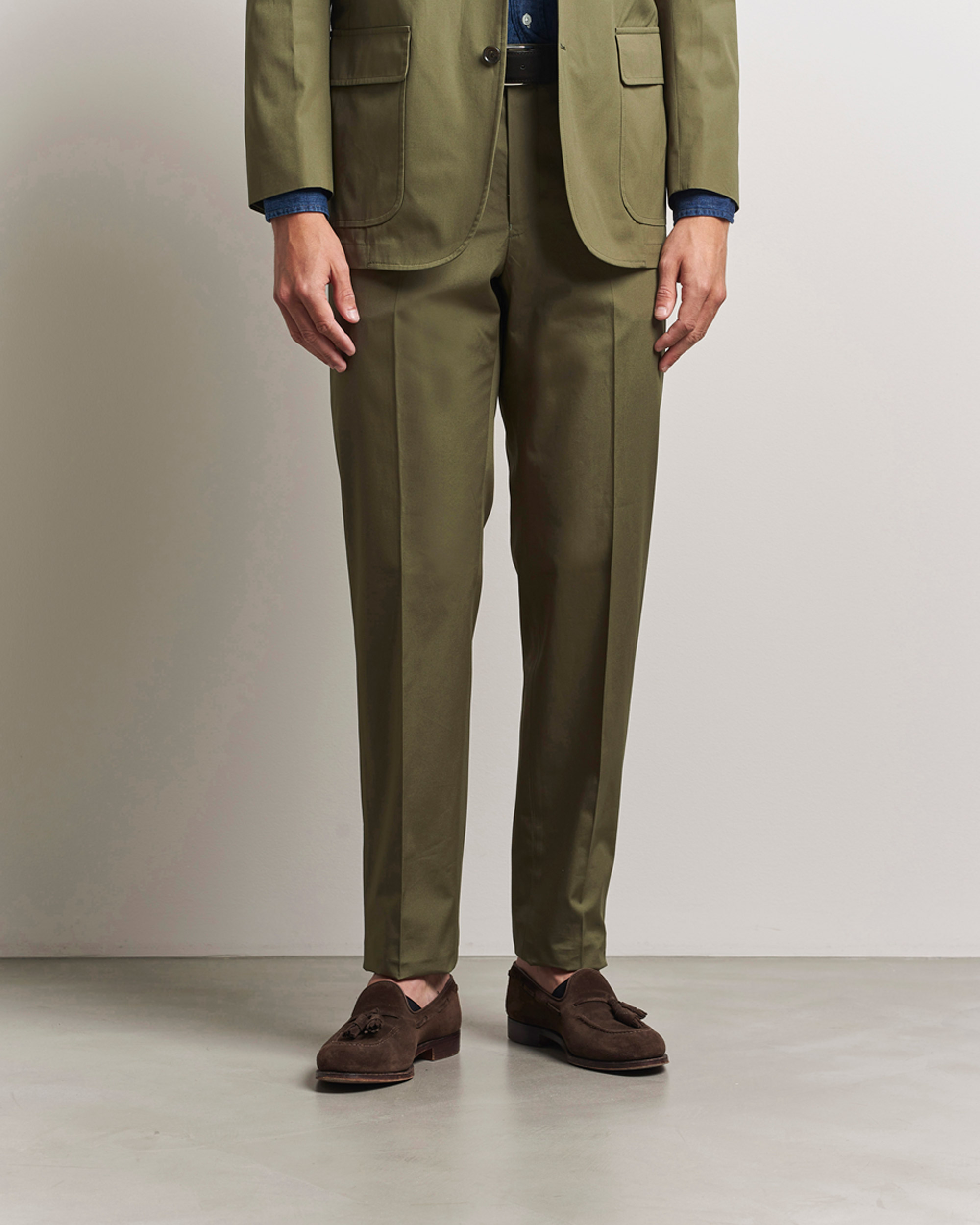 Kamakura Shirts Cotton Ivy Trousers Olive at CareOfCarl.com