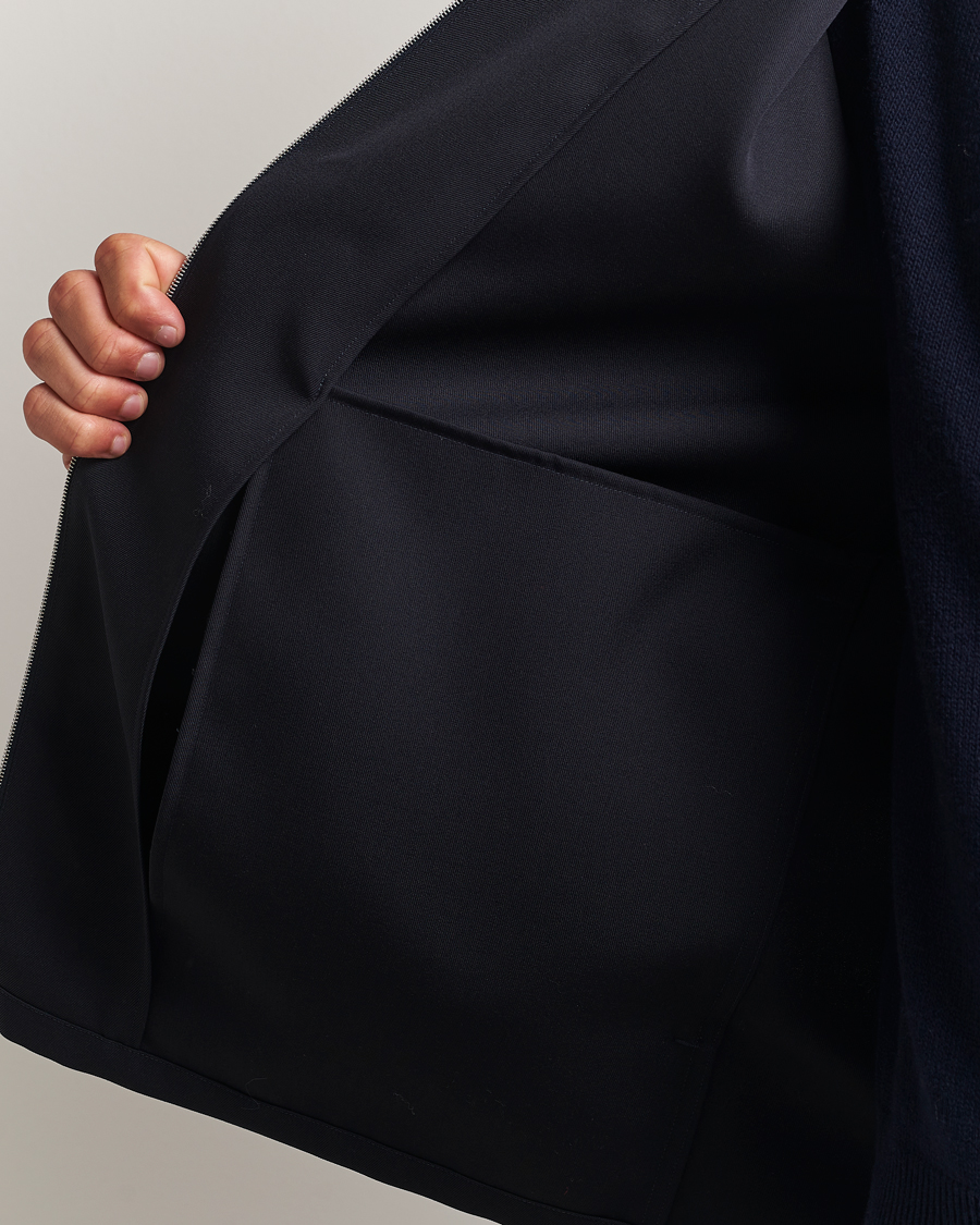 Jil Sander Wool Zip Overshirt Navy at CareOfCarl.com