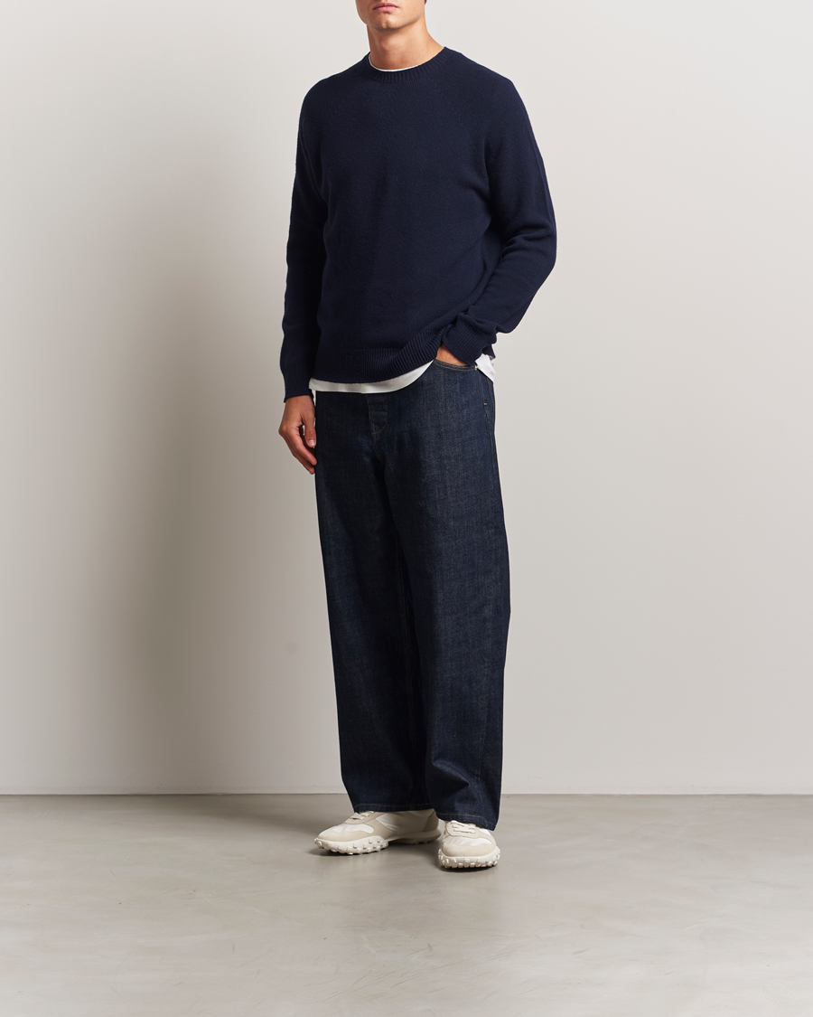 Jil Sander Wool/Cashmere Round Neck Sweater Navy at CareOfCarl.com
