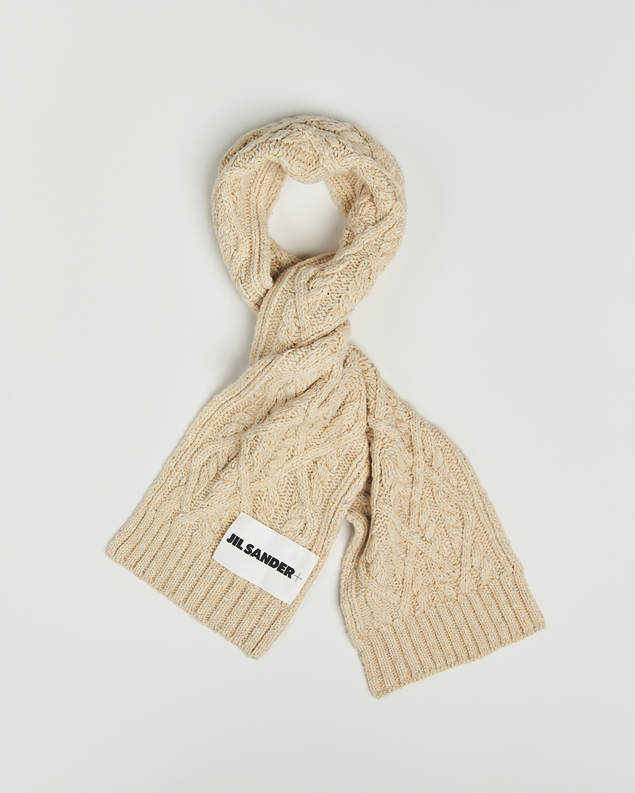 Men | Jil Sander Wool Donegal Cable Scarf Natural | Jil Sander | Wool Donegal Cable Scarf Natural