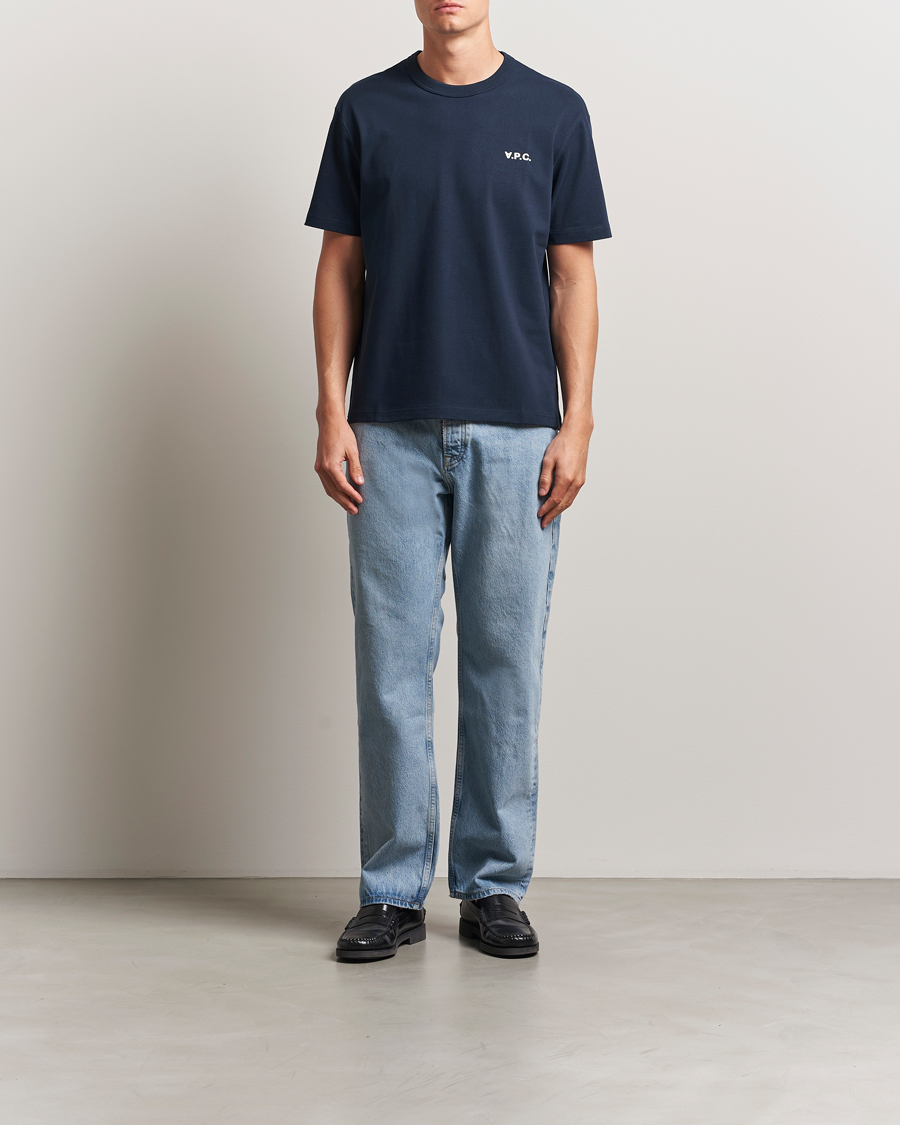 Men | T-Shirts | A.P.C. | Boxy Fit Petit VPC T-Shirt Dark Navy/Ecru