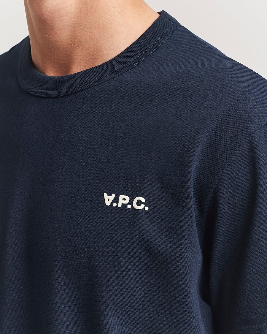 Men | T-Shirts | A.P.C. | Boxy Fit Petit VPC T-Shirt Dark Navy/Ecru
