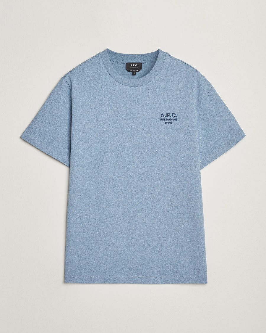 Men | T-Shirts | A.P.C. | Rue Madame T-Shirt Blue Melange/Navy