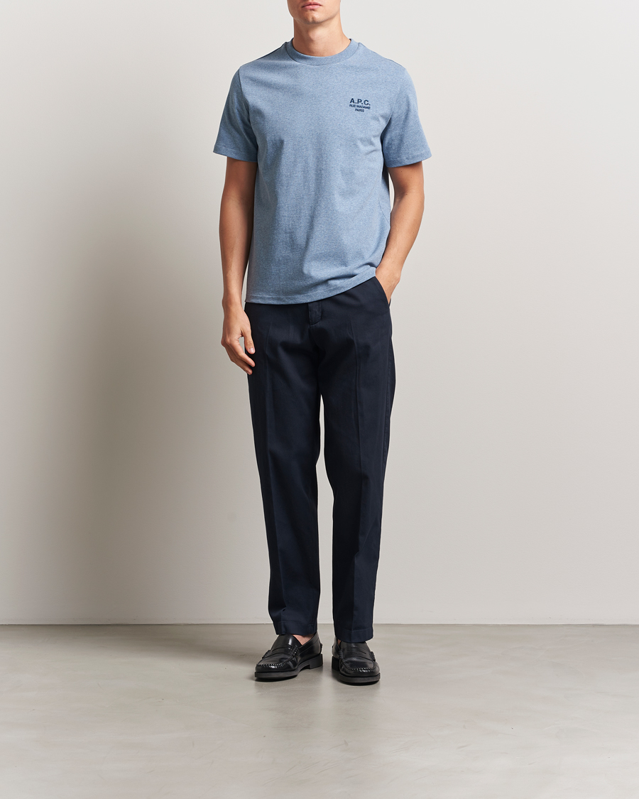 Men | T-Shirts | A.P.C. | Rue Madame T-Shirt Blue Melange/Navy
