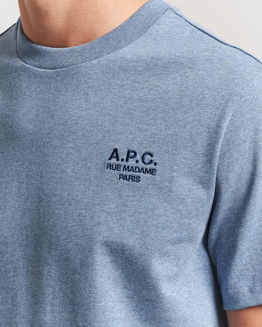 Men | T-Shirts | A.P.C. | Rue Madame T-Shirt Blue Melange/Navy
