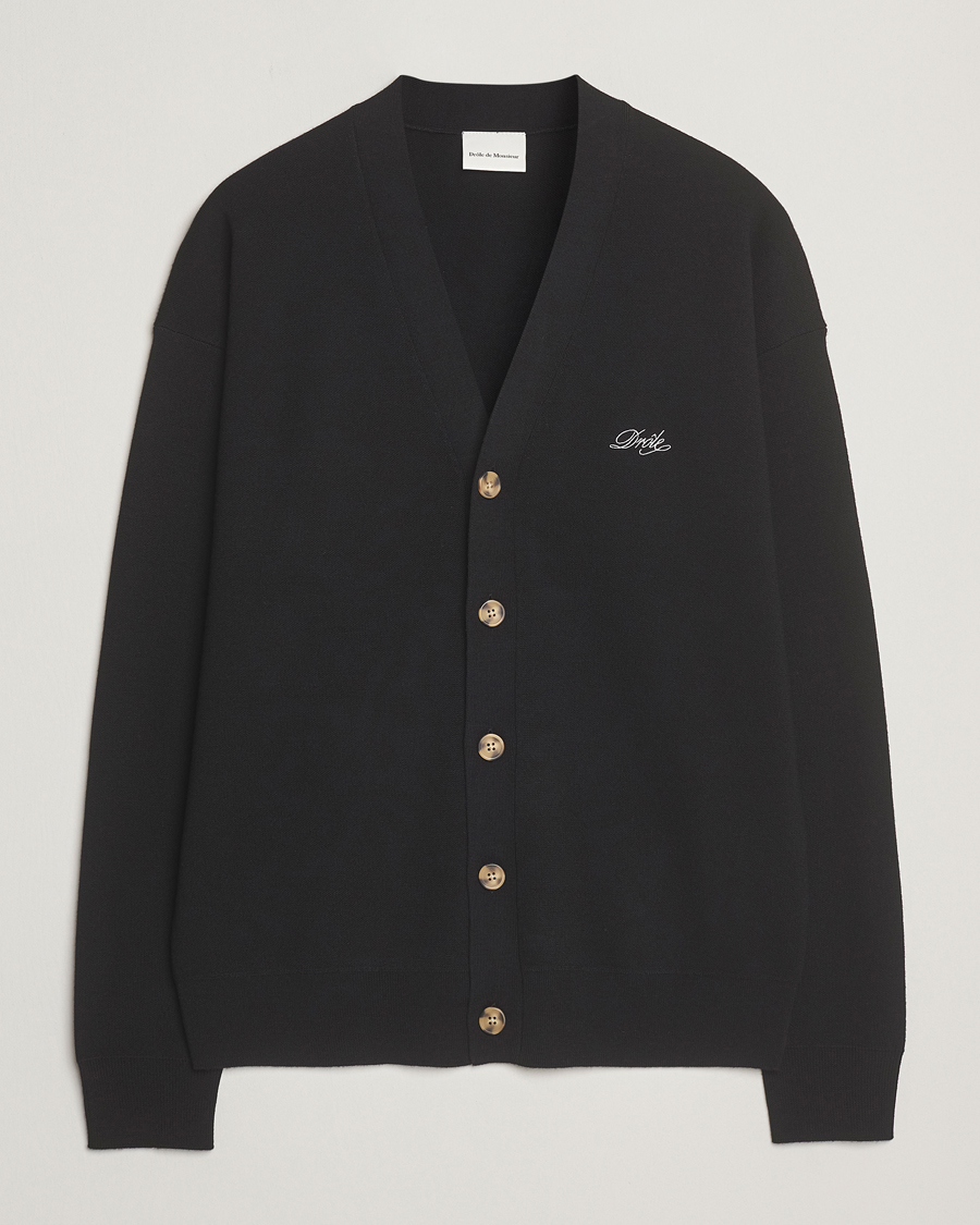 Men | Sweaters & Knitwear | Drôle de Monsieur | Merino Knitted Cardigan Black