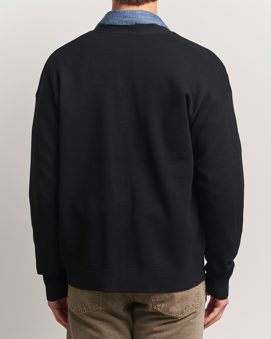 Men | Sweaters & Knitwear | Drôle de Monsieur | Merino Knitted Cardigan Black