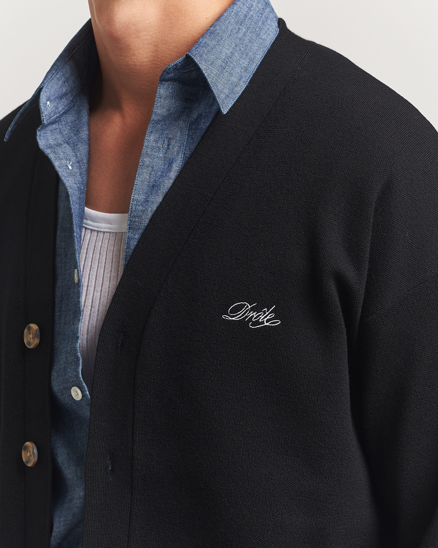 Men | Sweaters & Knitwear | Drôle de Monsieur | Merino Knitted Cardigan Black