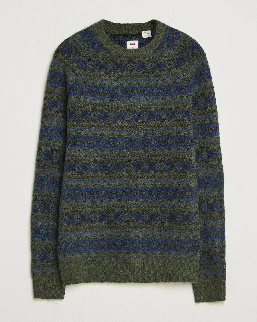 Men | Sweaters & Knitwear | Levi's | Presidio Raglan Knitted Fairisle Sweater Dark Green