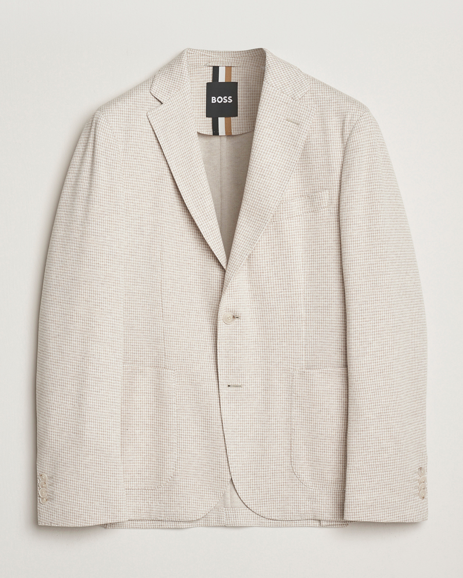 Men | Blazers | BOSS BLACK | Hanry Cotton Pepita Blazer Medium Beige