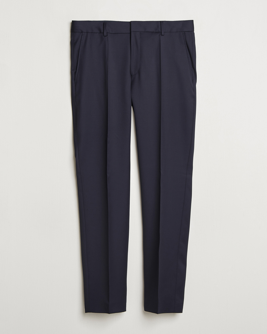 Men | Trousers | BOSS BLACK | Perin Pleated Trousers Dark Blue