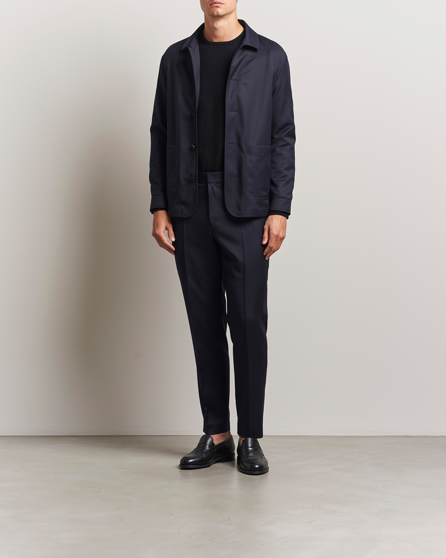 Men | Trousers | BOSS BLACK | Perin Pleated Trousers Dark Blue