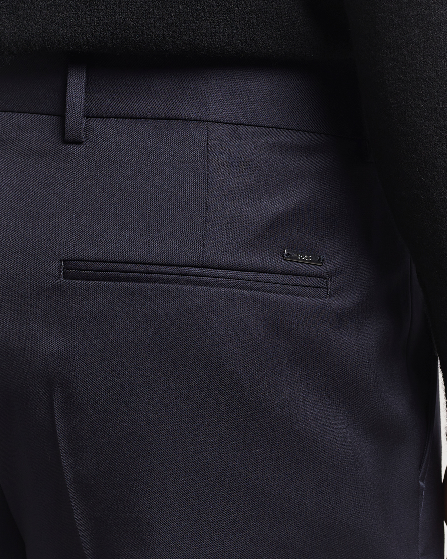 Men | Trousers | BOSS BLACK | Perin Pleated Trousers Dark Blue