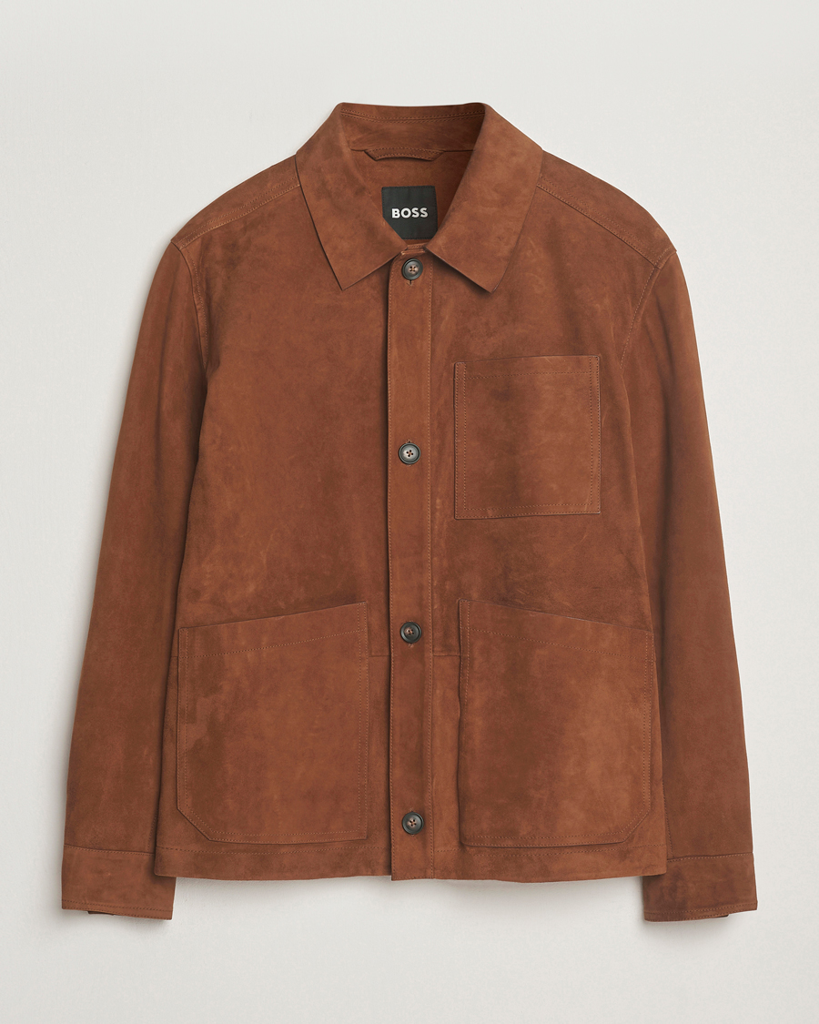 Men | Coats & Jackets | BOSS BLACK | Markuedo Suede Jacket Medium Brown