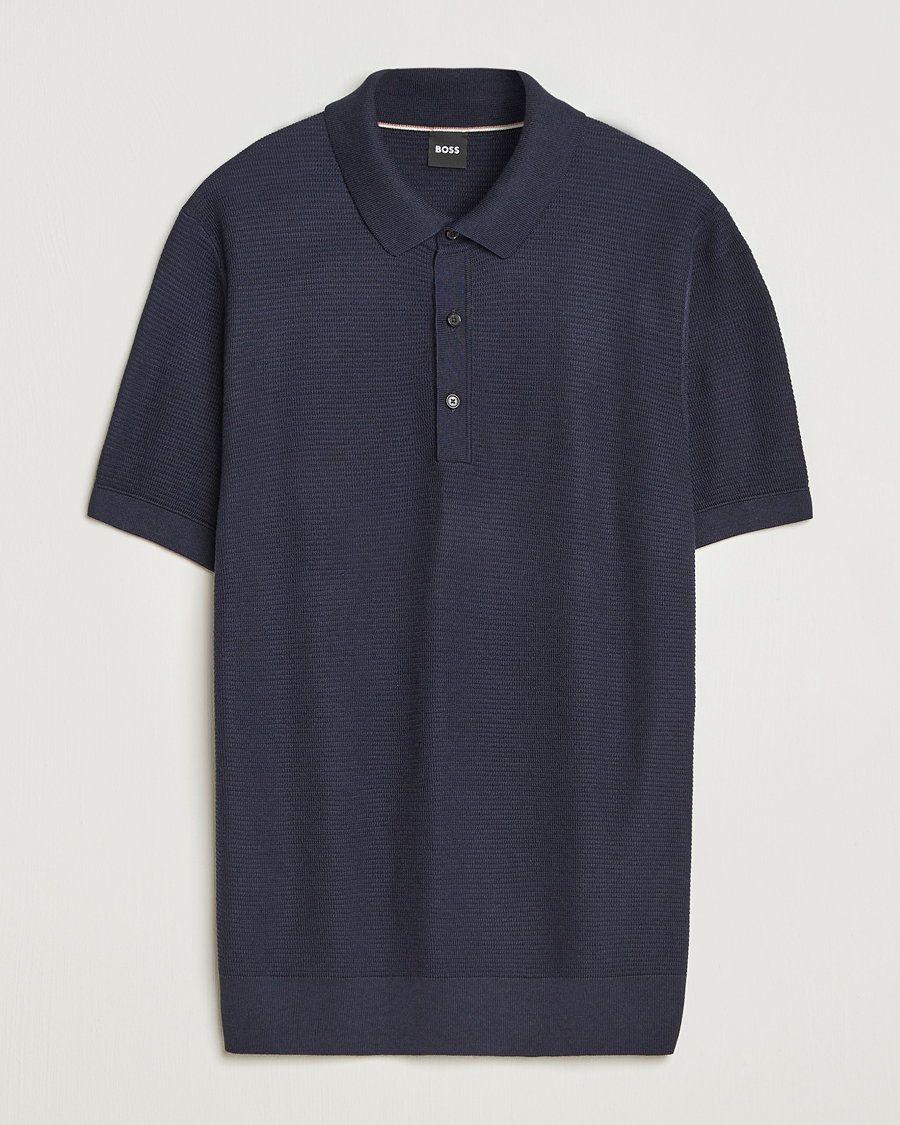 Men | Polo Shirts | BOSS BLACK | Lanotti Knitted Polo Dark Blue