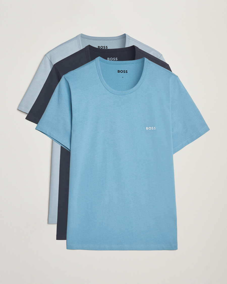 Men | T-Shirts | BOSS BLACK | 3-Pack Crew Neck T-Shirt Blue/Aqua/Navy