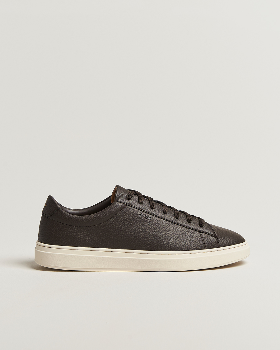Men | BOSS BLACK Kieran Grained Leather Sneaker Dark Brown | BOSS BLACK | Kieran Grained Leather Sneaker Dark Brown