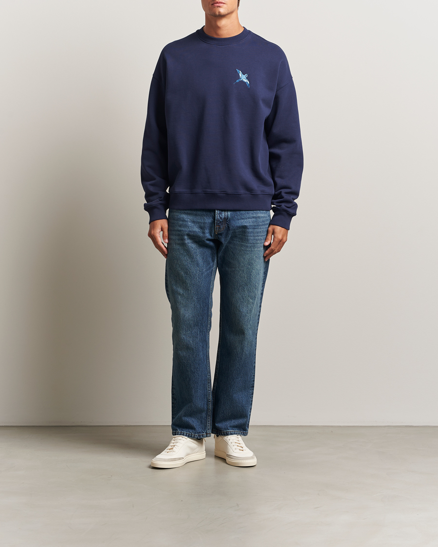 Men | Sweaters & Knitwear | Axel Arigato | Micro Bee Bird Sweatshirt Navy