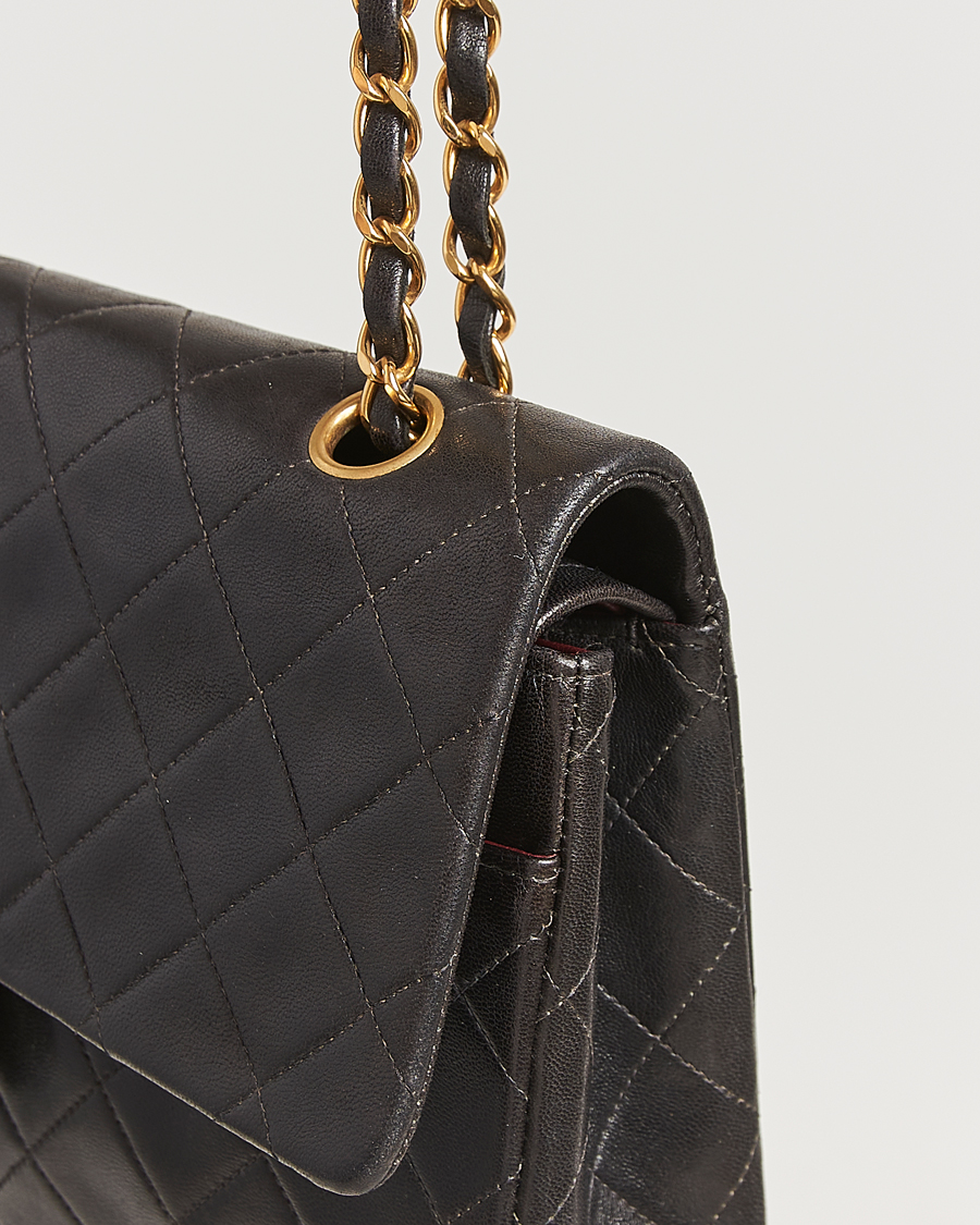 Men | Chanel Pre-Owned Classic Double Flap Medium Lambskin Black | Chanel Pre-Owned | Classic Double Flap Medium Lambskin Black