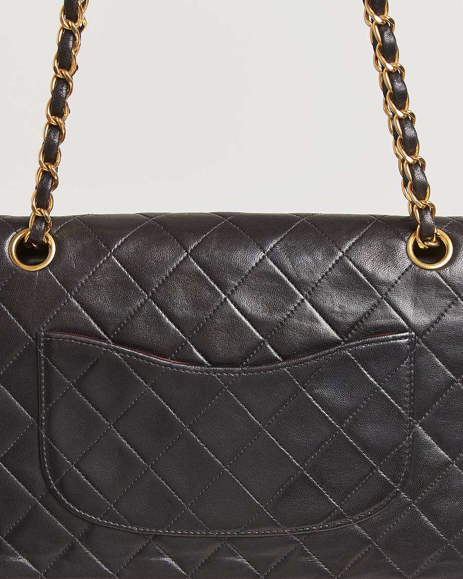 Men | Chanel Pre-Owned Classic Double Flap Medium Lambskin Black | Chanel Pre-Owned | Classic Double Flap Medium Lambskin Black