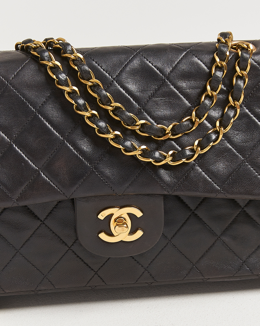 Men | Chanel Pre-Owned Classic Double Flap Medium Lambskin Black | Chanel Pre-Owned | Classic Double Flap Medium Lambskin Black