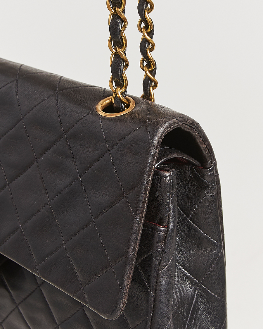 Men | Chanel Pre-Owned Classic Double Flap Medium Lambskin Black | Chanel Pre-Owned | Classic Double Flap Medium Lambskin Black