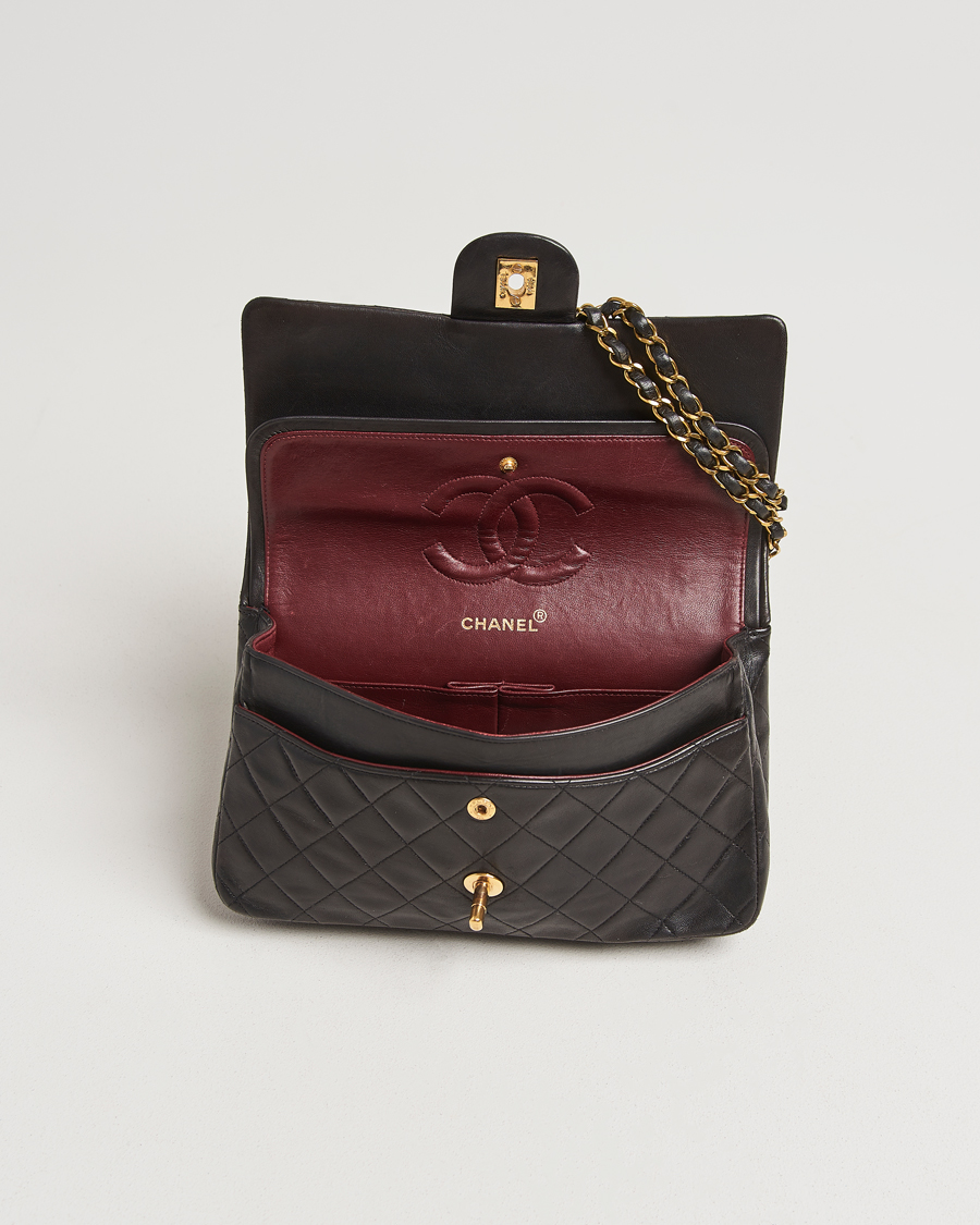 Men | Chanel Pre-Owned Classic Double Flap Medium Lambskin Black | Chanel Pre-Owned | Classic Double Flap Medium Lambskin Black