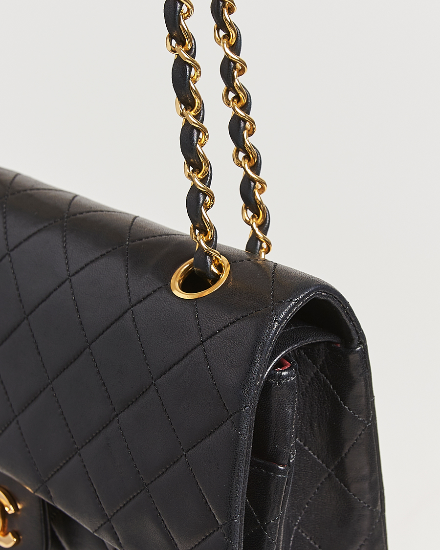 Men | Chanel Pre-Owned Classic Double Flap Medium Lambskin Black | Chanel Pre-Owned | Classic Double Flap Medium Lambskin Black