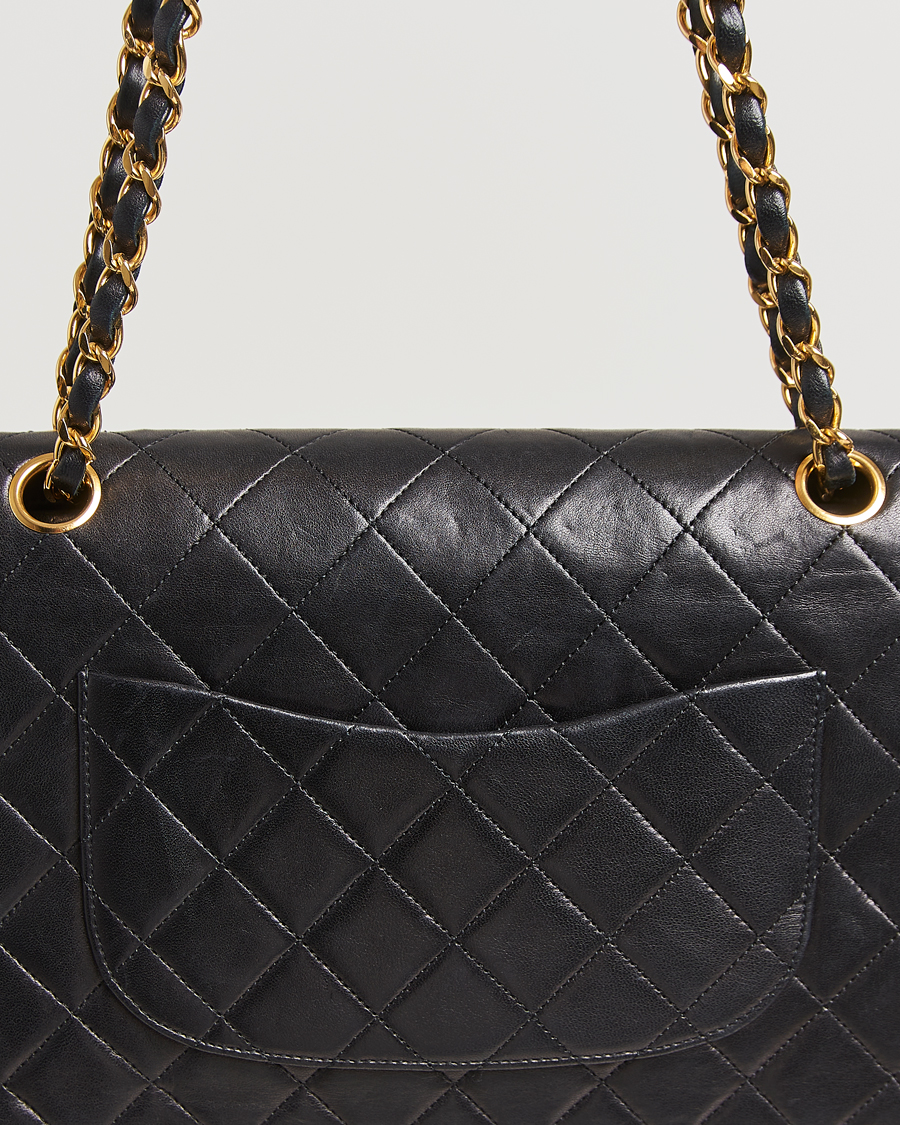 Men | Chanel Pre-Owned Classic Double Flap Medium Lambskin Black | Chanel Pre-Owned | Classic Double Flap Medium Lambskin Black