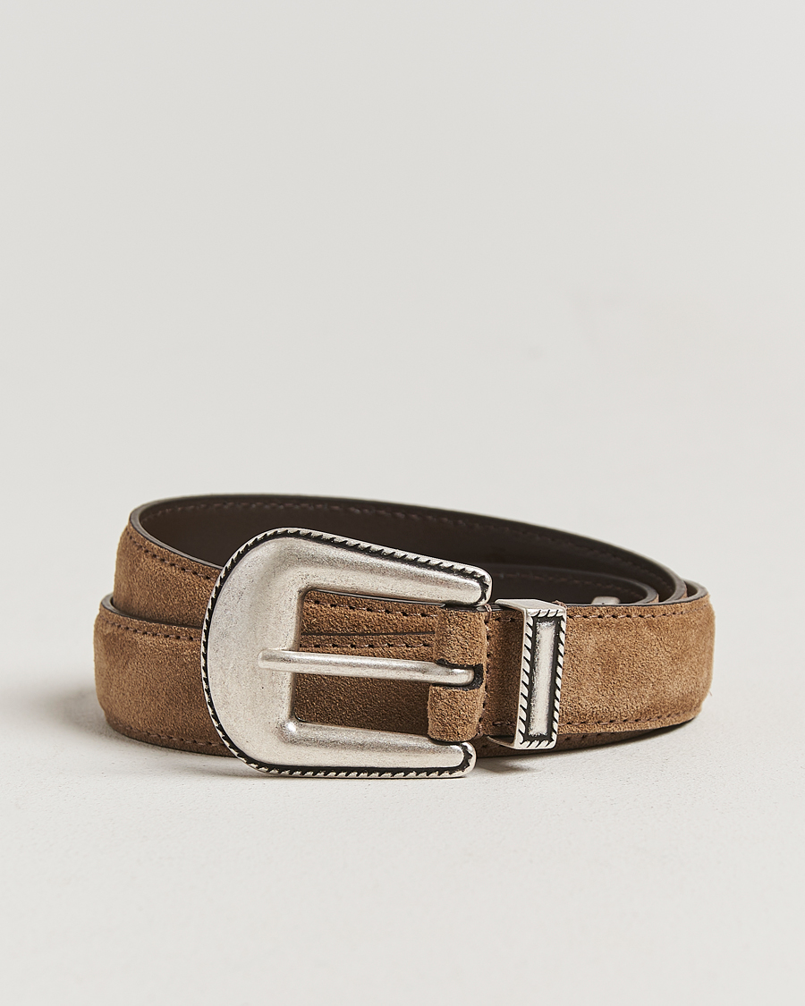Anderson's Western Suede Belt 2,5 cm Taupe at CareOfCarl.com