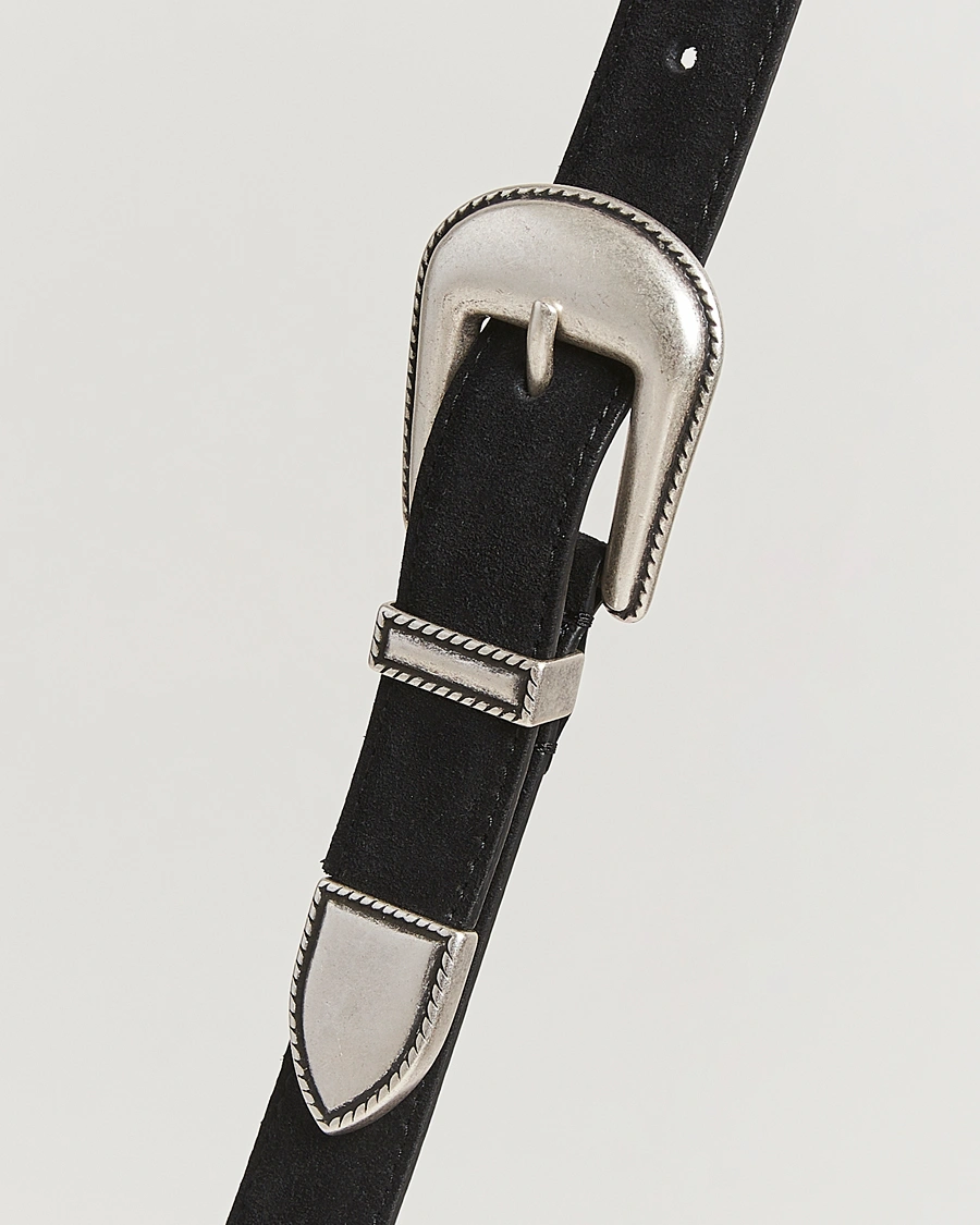 Men | Belts | Anderson's | Western Suede Belt 2,5 cm Black