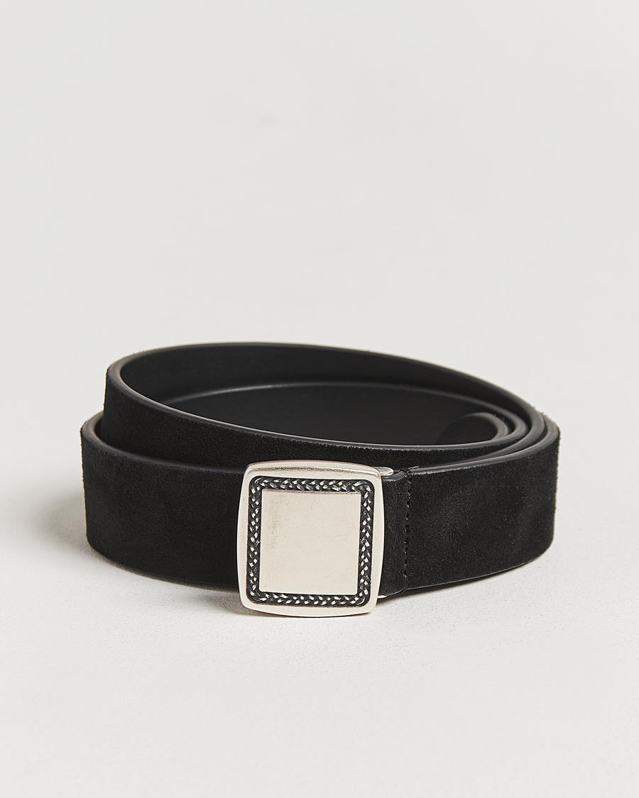 Men | Belts | Anderson's | Suede Buckle Belt 3cm Black