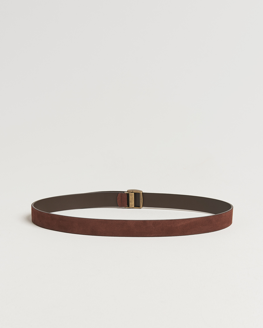 Men | Belts | Anderson's | Suede Buckle Belt 3cm Dark Brown