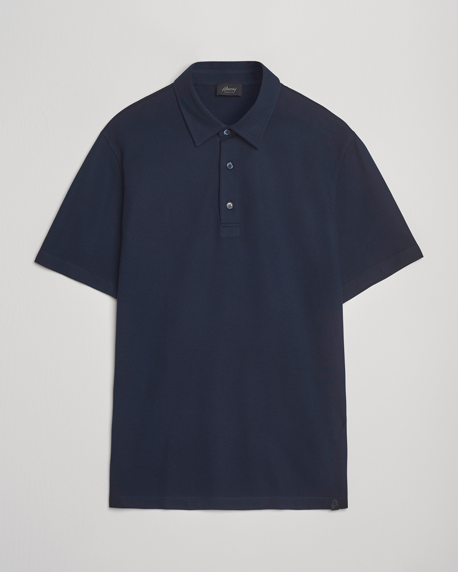 Brioni Short Sleeve Polo Piquet Navy at CareOfCarl.com