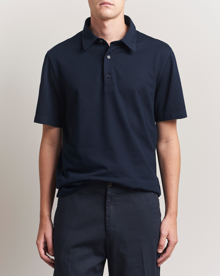 Men | Polo Shirts | Brioni | Short Sleeve Polo Piquet Navy