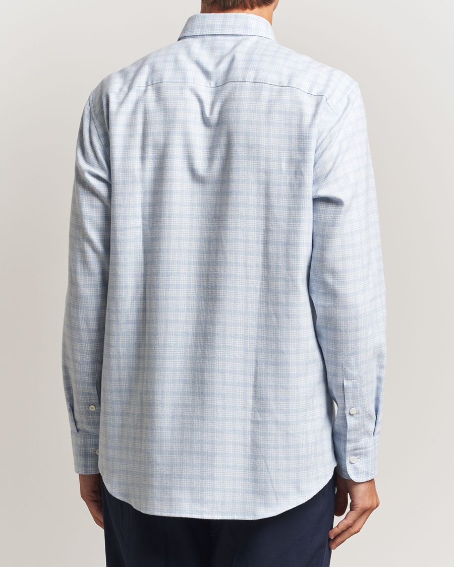 Men | Shirts | Brioni | Check Flannel Shirt Light Blue