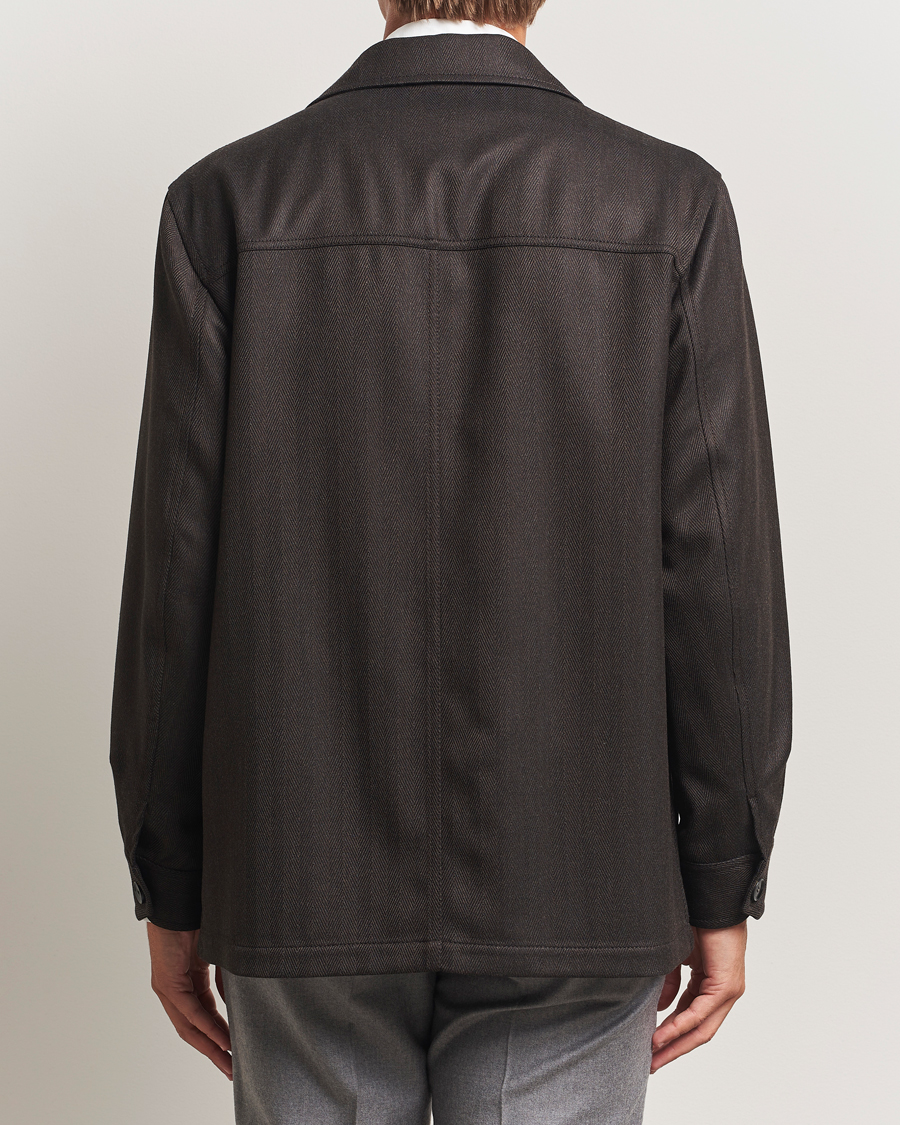 Men | Coats & Jackets | Brioni | Herringbone Hunting Jacket Dark Brown