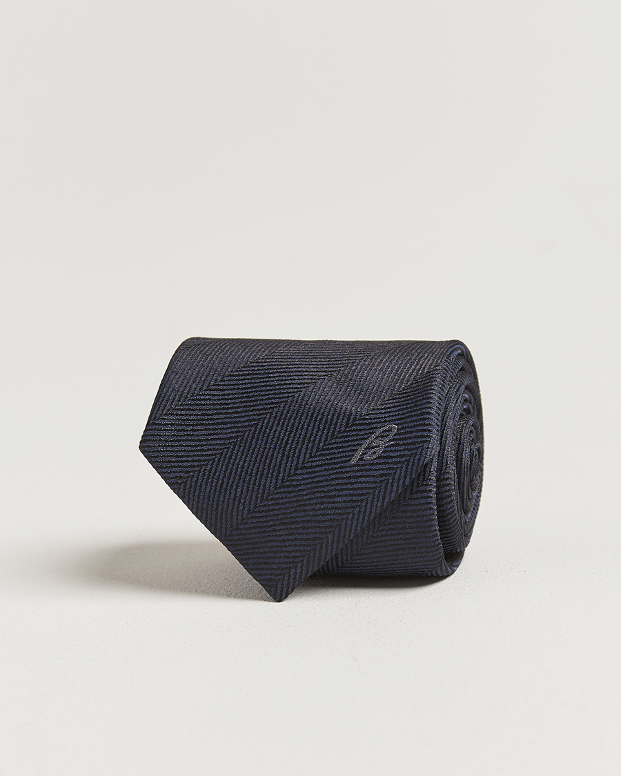 Men | Brioni Herringbone Silk Tie Navy | Brioni | Herringbone Silk Tie Navy