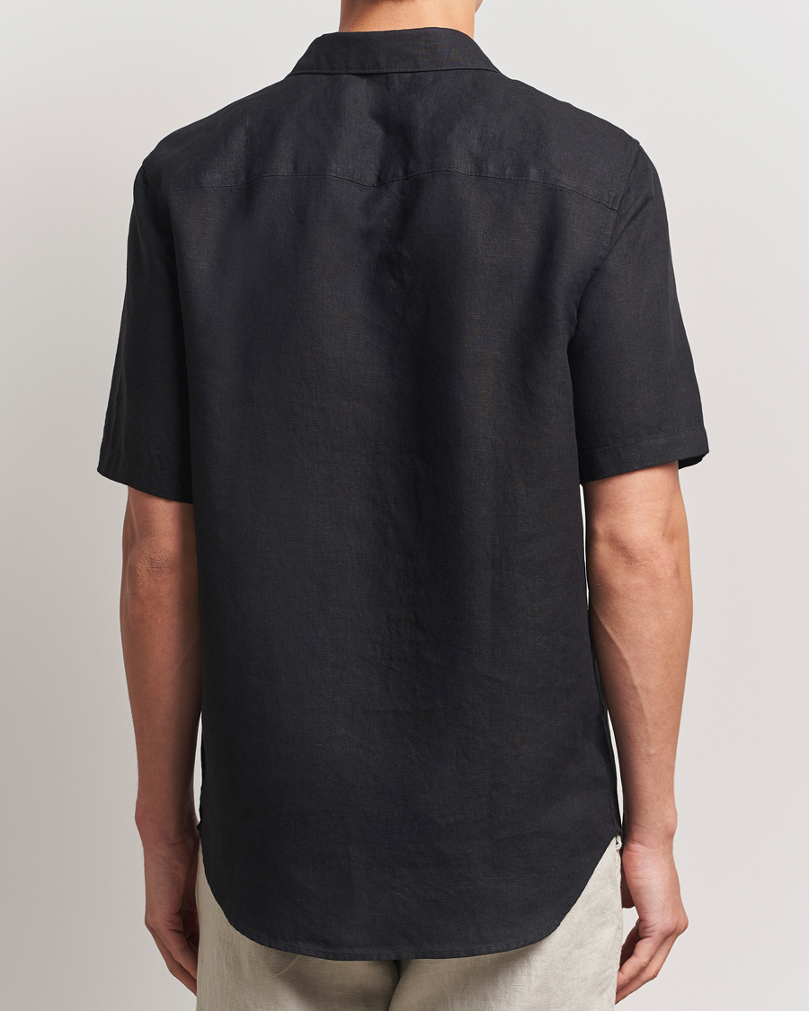 Men | Shirts | NN07 | Enzo Linen Short Sleeve Shirt Black